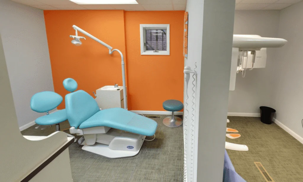 Treatment room with dental chair and X-ray equipment at the Spark Orthodontics Pottsville, PA office